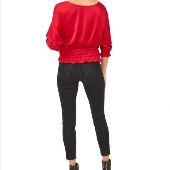 NWT VINCE CAMUTO Solid Dolman-Sleeve Smocked-Hem Top - XS - Picture 3 of 4